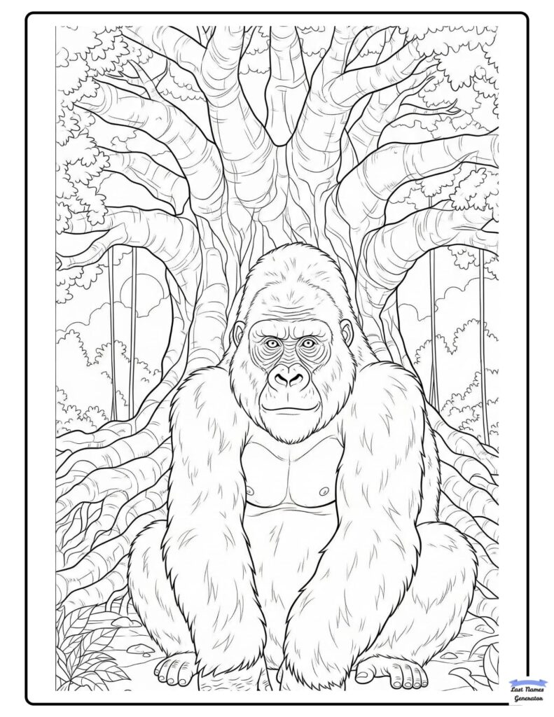 Wise Old Gorilla Coloring Page Printable